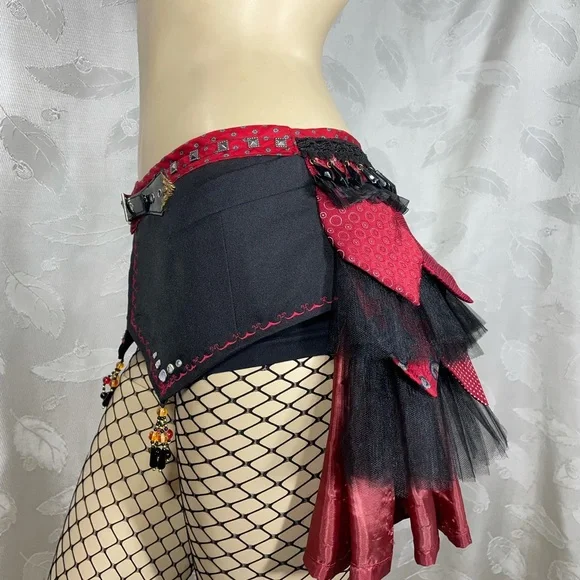 Xanadu Designs, One of a kind, Handmade, Upcycle’d Men’s Tie, Sexy Bustle Skirt.
